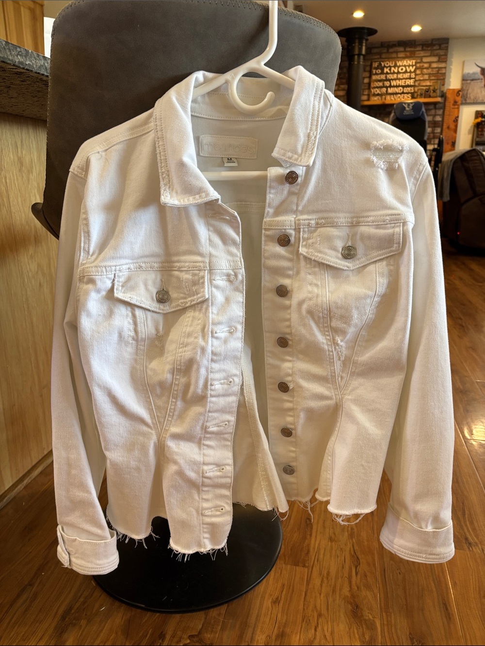 Maurices White Denim Jacket with Button Front